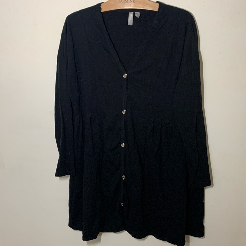 ASOS Black Babydoll Mini Long sleeve Dress